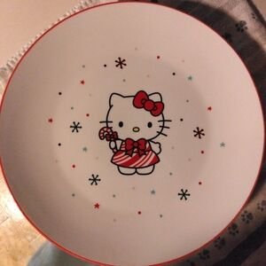 3 Sanrio Hello Kitty Red and White Christmas/Holiday Dinner Plates.